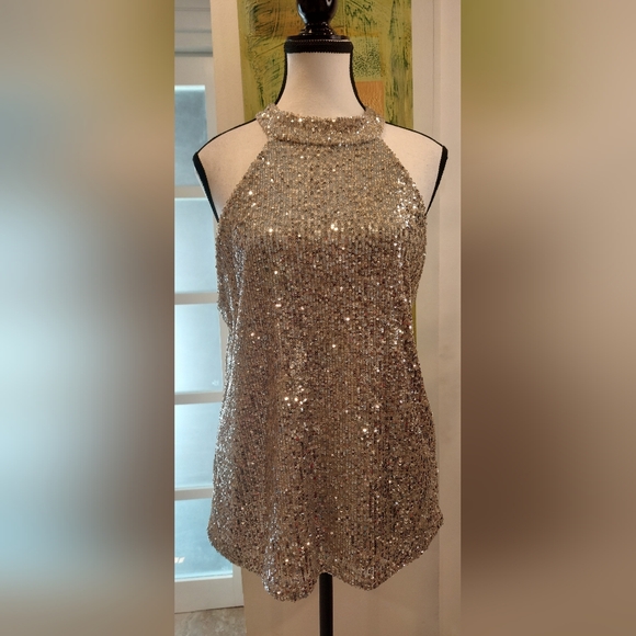 Cable & Gauge Dresses & Skirts - Cable & Gauge Silver Sequin Halter Dress